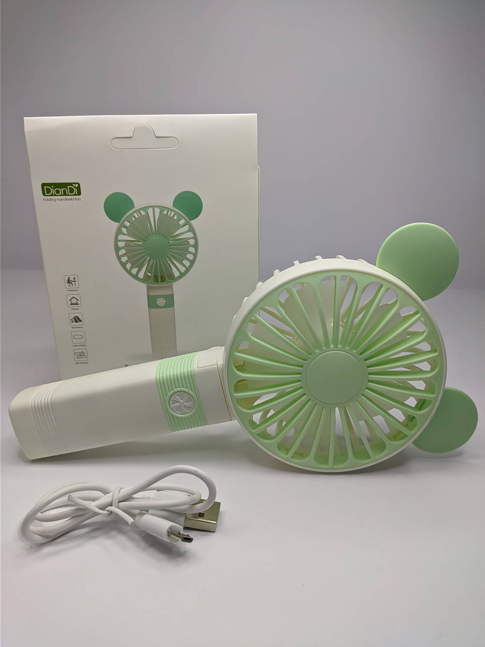 

Мини вентилятор, складной, с подсветкой и аккумулятором, 2 режима скорости usb