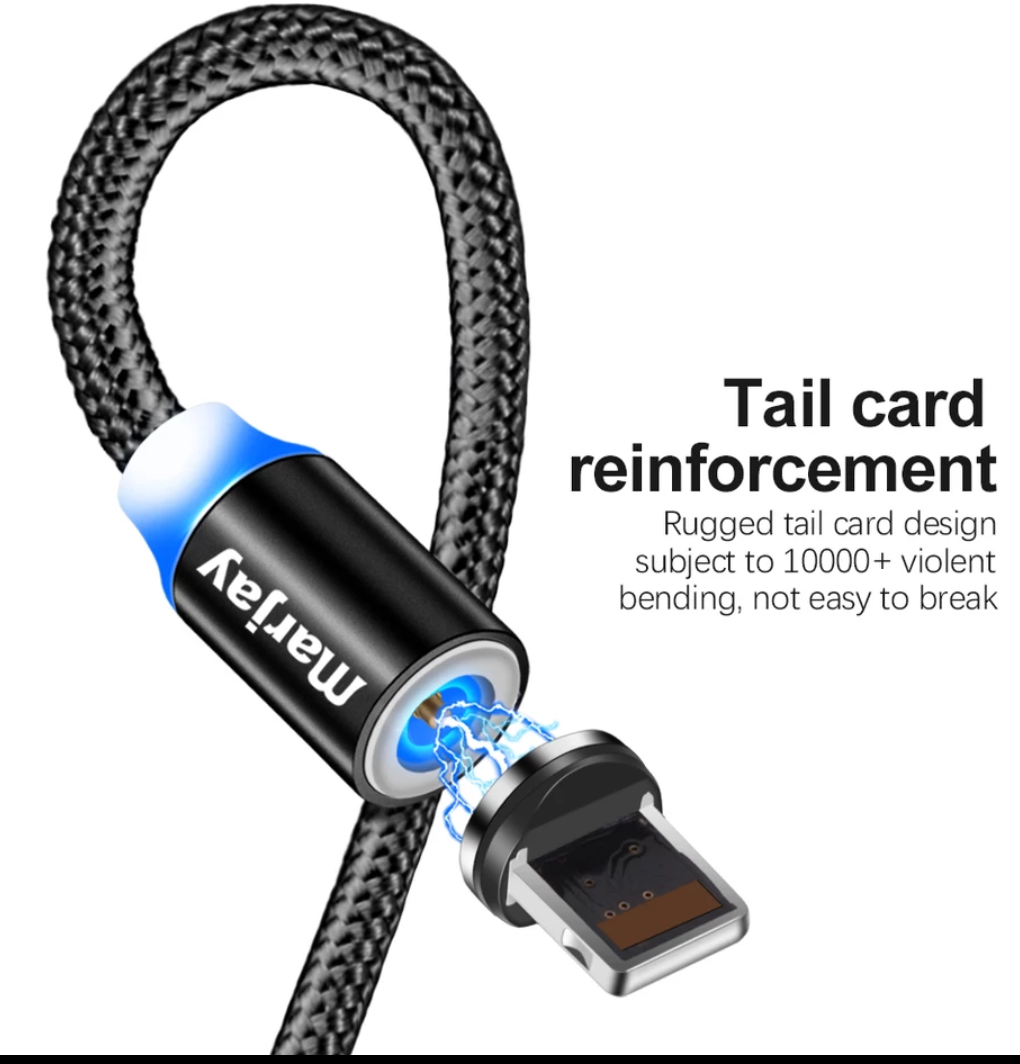 

Магнитная зарядка 2 метра. USLION магнитный кабель зарядка Micro USB (для андроид)/USB 2A с подсветкой.