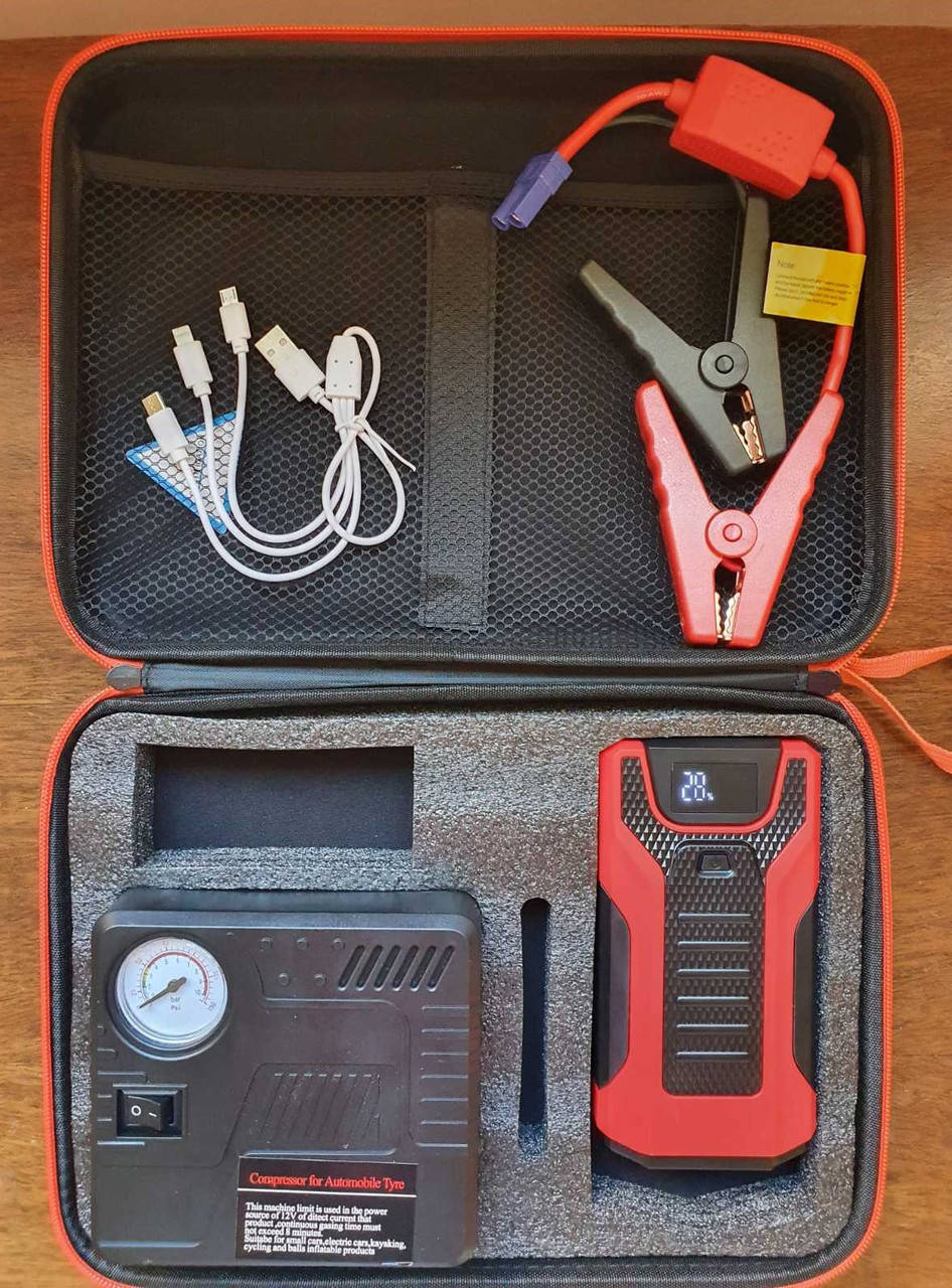 

Пуско-зарядное устройство + компрессор Jumpstarter TM15A, 58000 mAh, (300-600 А)