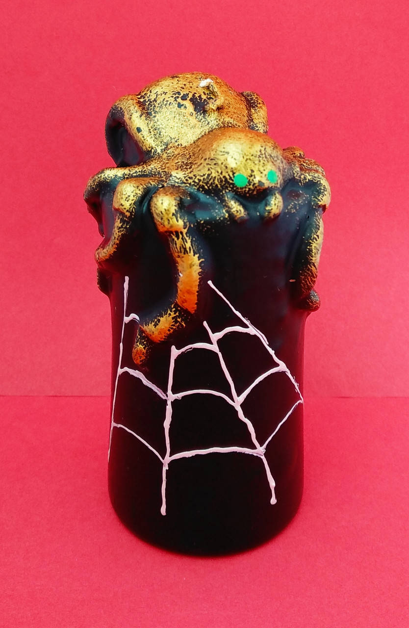 

Декоративная свеча столбик Паук 10*5 см на Хэллоуин, Черный