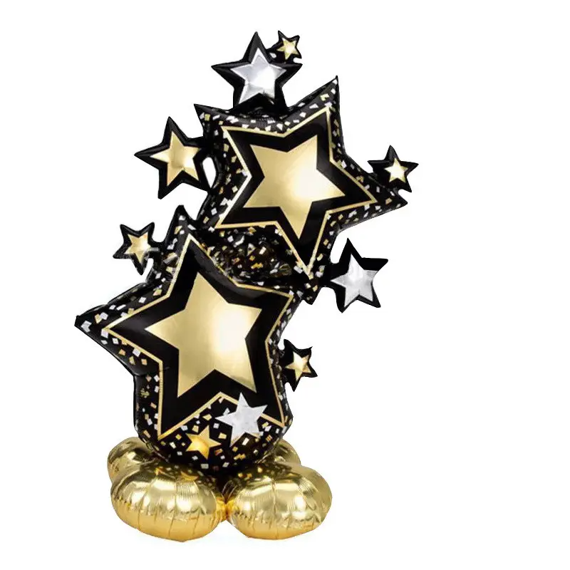 

Фольгированный воздушный шар Звёзды чёрные с подставкой, 80х45 см, Черный
