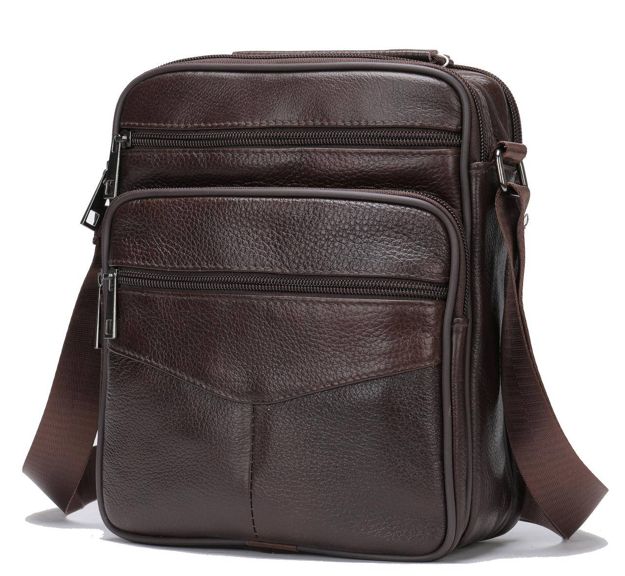 

Мессенджер мужской с двумя карманами 14706 Vintage Коричневый
