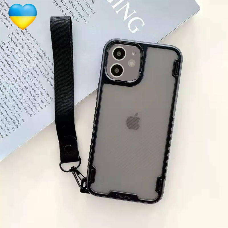 

Чехол матовый под карбон с черной окантовкой для Apple iPhone 12 (6.1") / Чехол на айфон 12, Черный