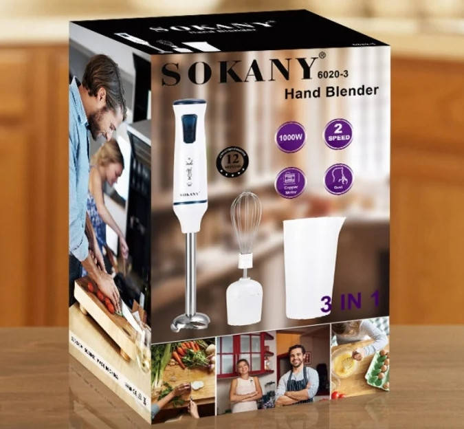 

Погружной блендер Sokany 6020-3 1000 Ватт, Белый