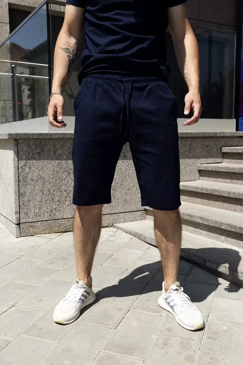 

Мужские Шорты льняные Flax Синие спортивные классические S-3XL, Синий