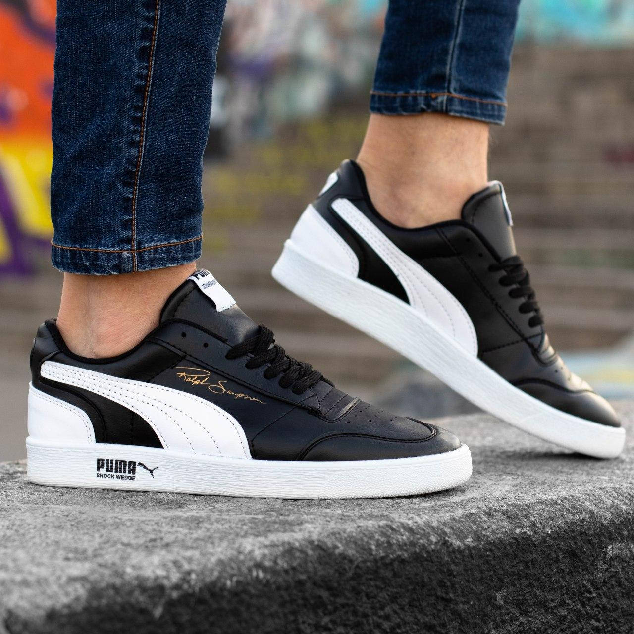 

Мужские черные кроссовки Puma Ralph Sampsone | Кожа, Черно-белый