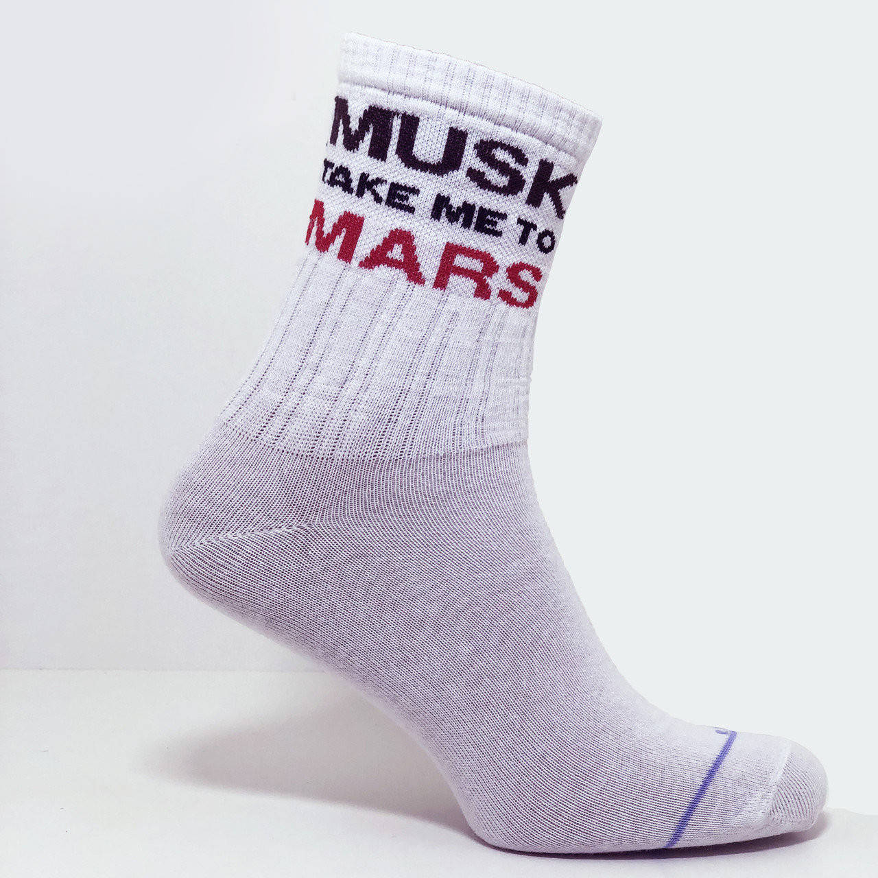 

Носки белые женские с принтом "Musk take me to Mars"