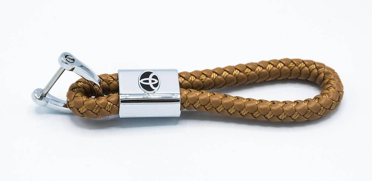 

Брелок для авто ключей TOYOTA (Тойота) кожаный плетеный (коричневый)