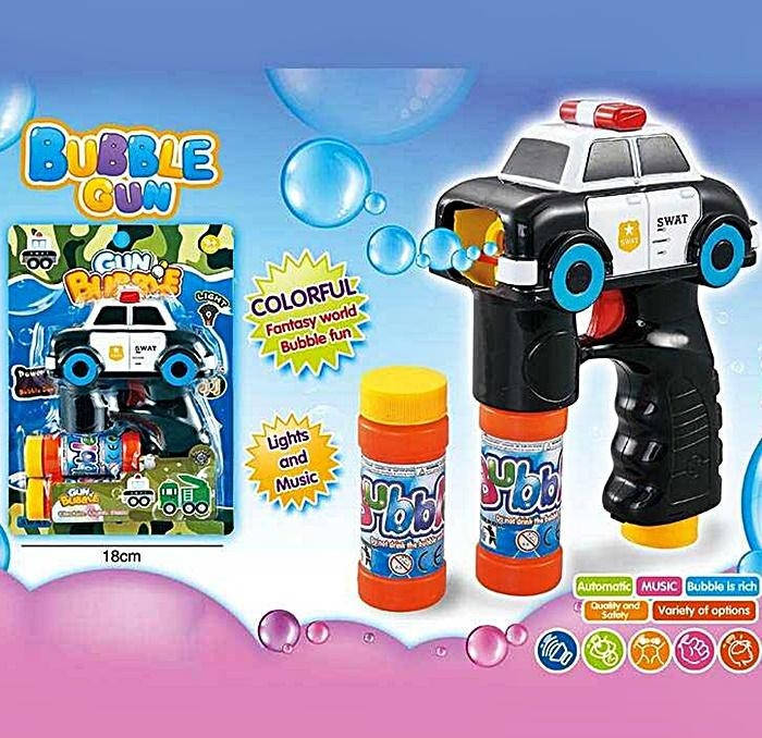 

Мыльные пузыри пистолет "Полиция" KL1308Y-2 пистолет 21см, запаска 2шт, свет., звук, на батар., на планшетке