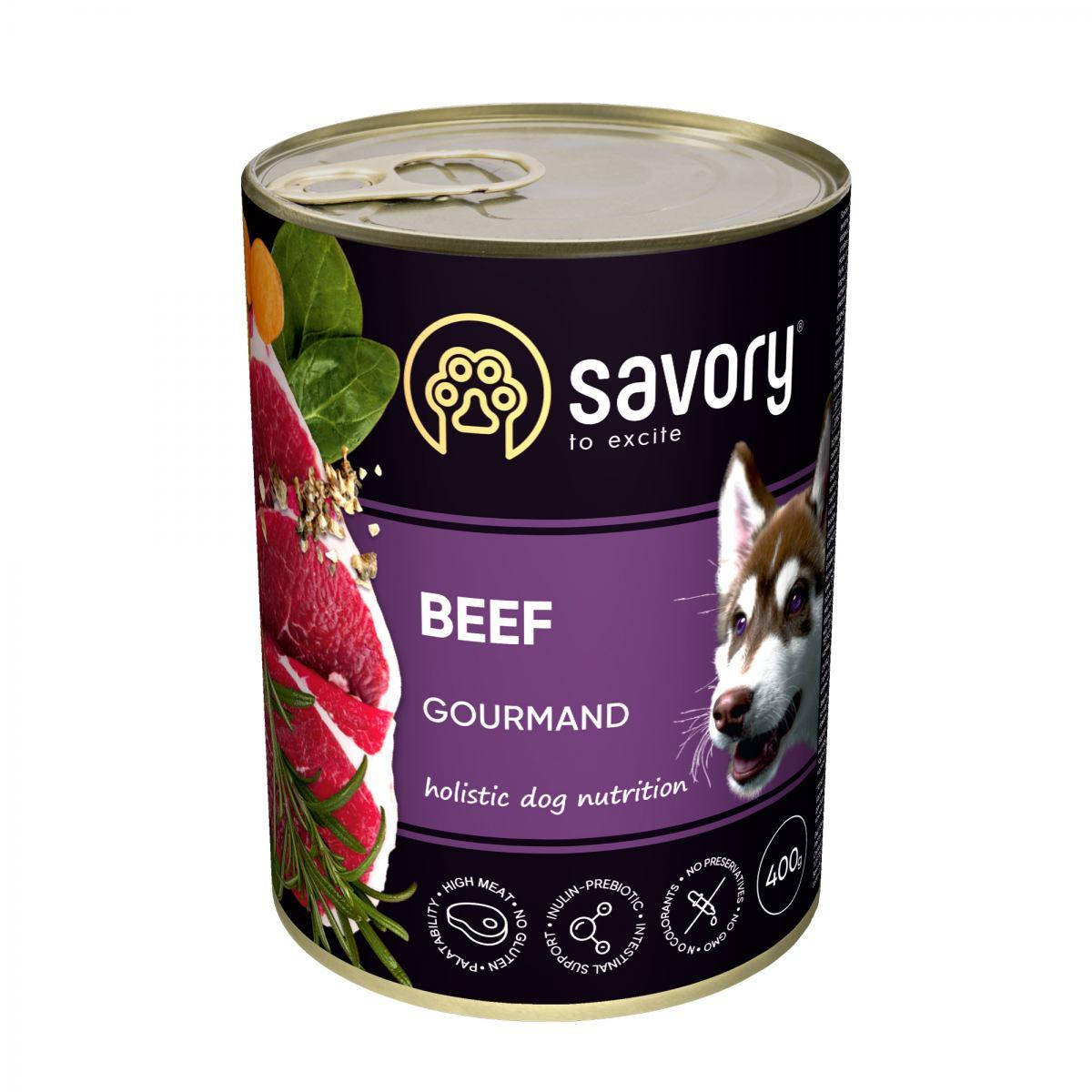 

Консервы для собак Savory с говядиной 400г