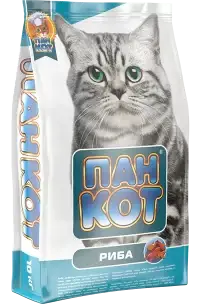

Пан Кот — Рыба Сухой полноценный корм для кошек с содержанием морской рыбы