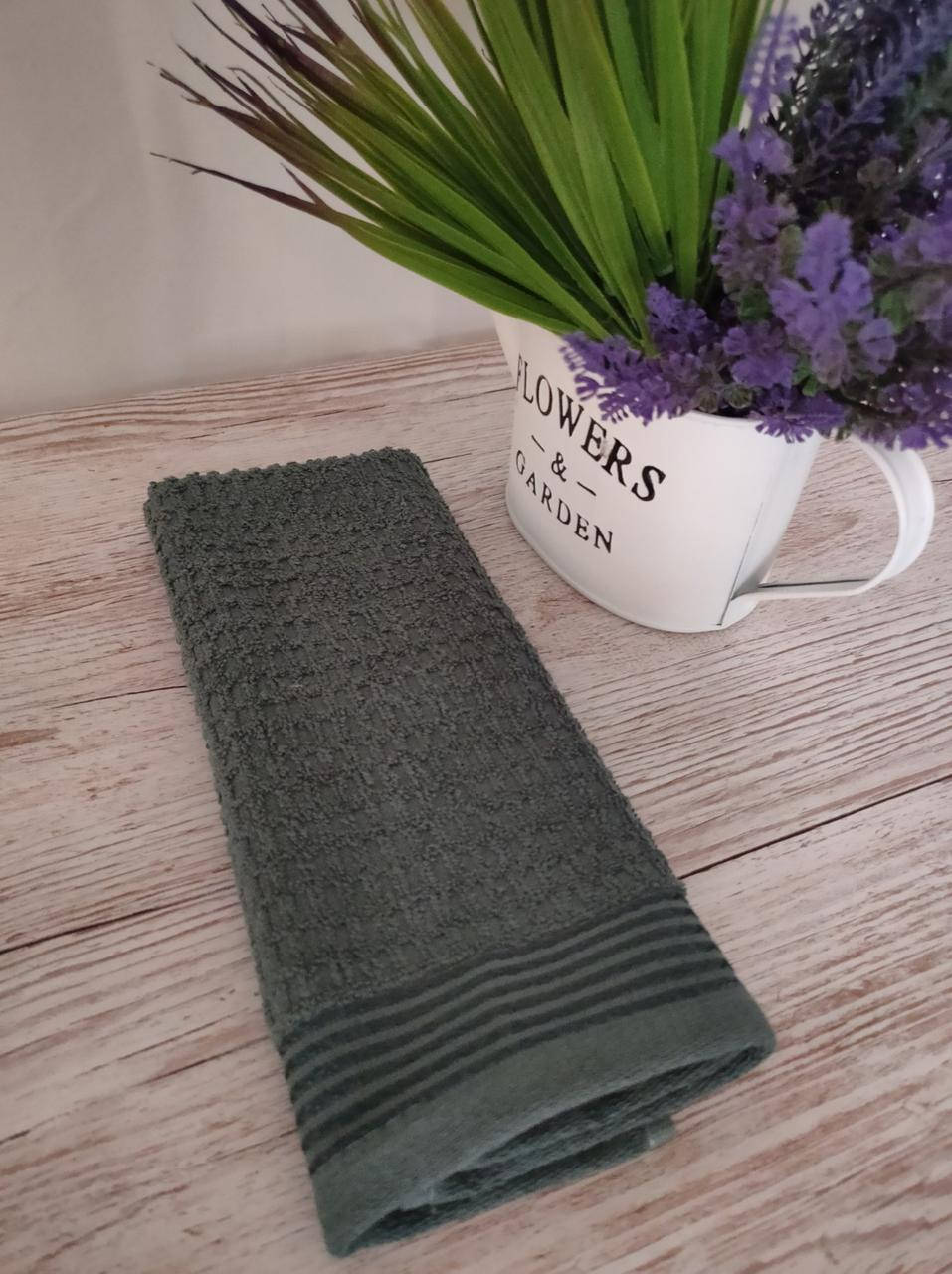 

Салфетка полотенце хлопковое махровое жаккардовое Узбекистан 30х50см зеленый