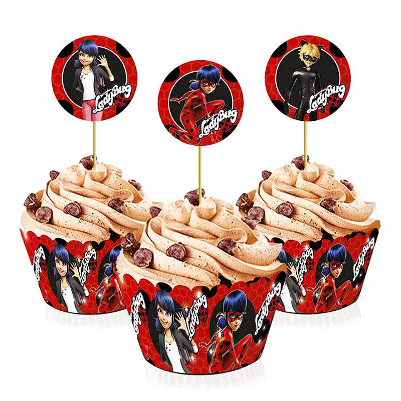 

Топперы для капкейков Леди Баг и Супер Кот, 6 шт