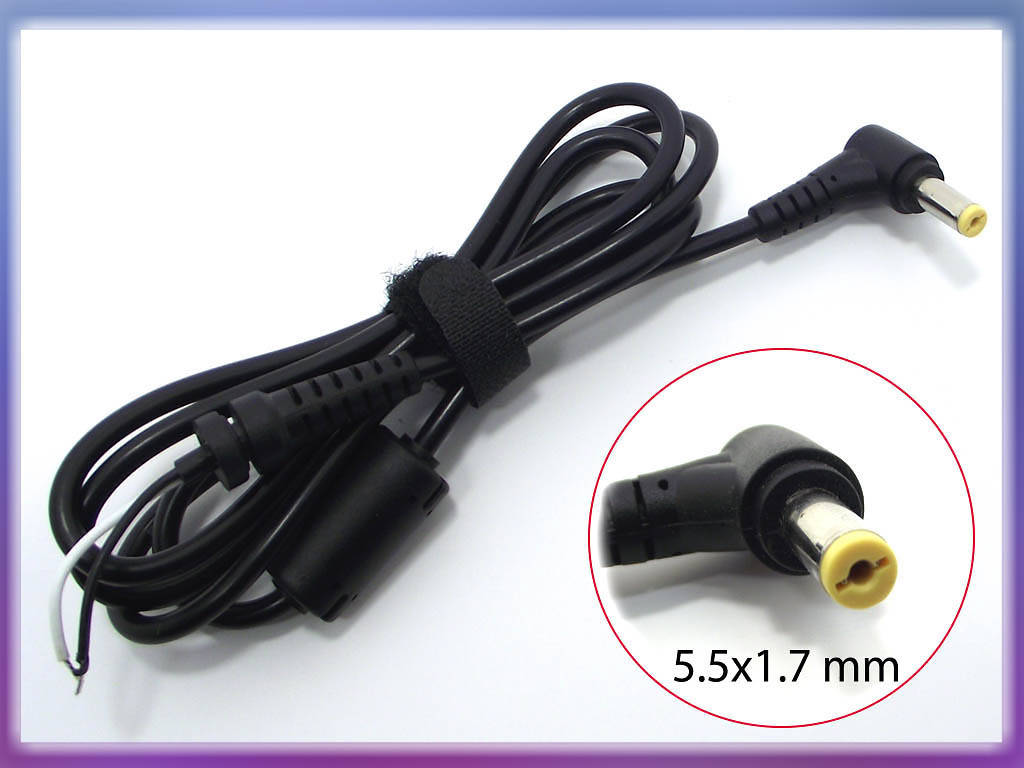 

DC кабель (5.5*1.7) для Acer. От блока питания к ноутбуку. Кабель с ферритовым фильтром и застежкой.