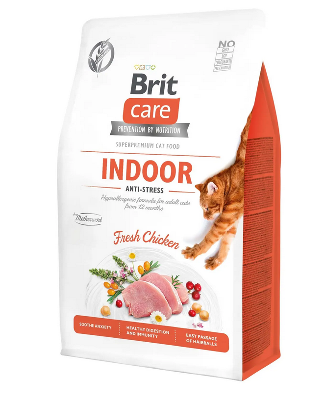

Brit Care Cat GF Indoor Anti-stress корм для кошек, живущих в помещении 2кг