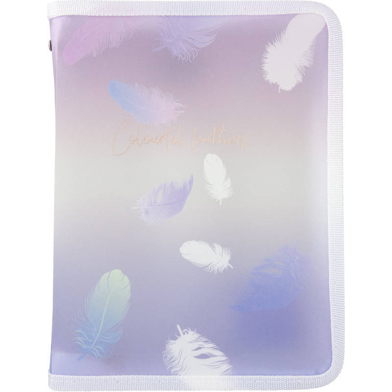 

Папка объемная на молнии А5+, Colourful Feather 03