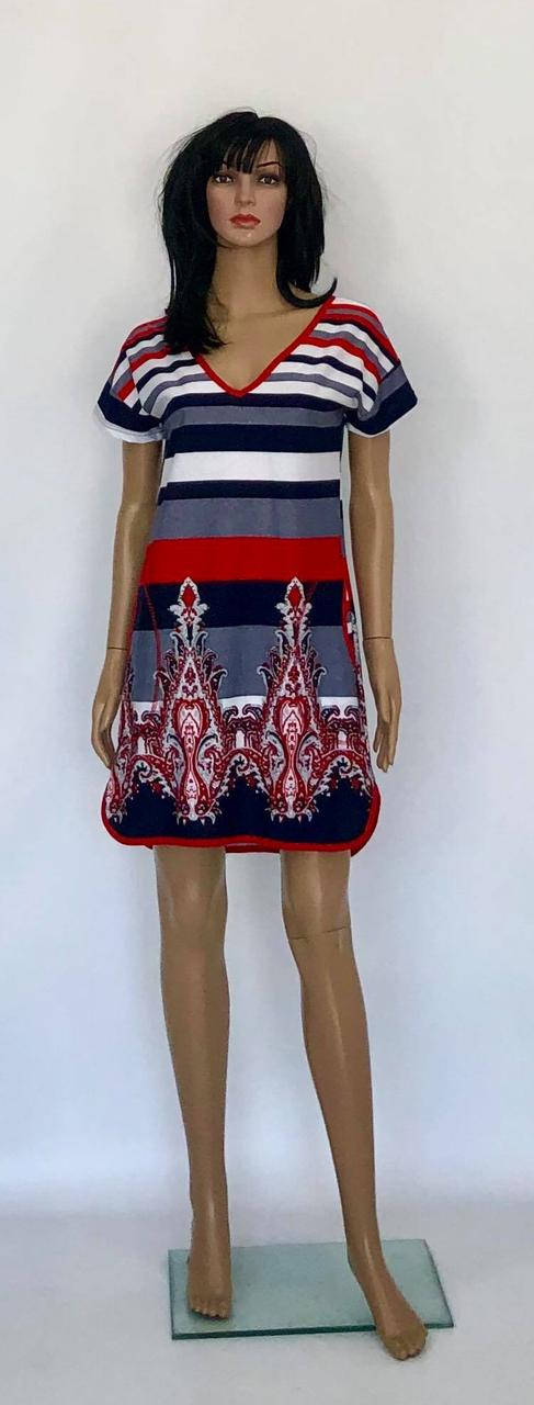 

Пляжная летняя туника с коротким рукавом