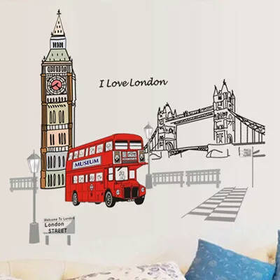 

Наклейка на стену, наклейки в офис, школу "I Love London " 90*105см (60*90лист), Разные цвета