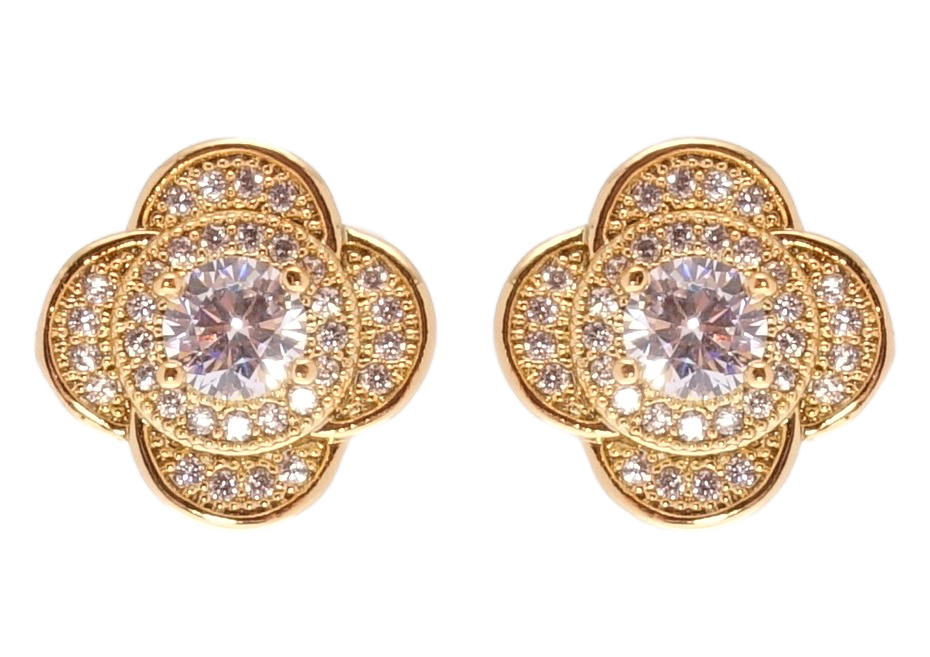 

Серьги Xuping Позолота 18K гвоздики (пусеты) "Цветочки с цирконием"