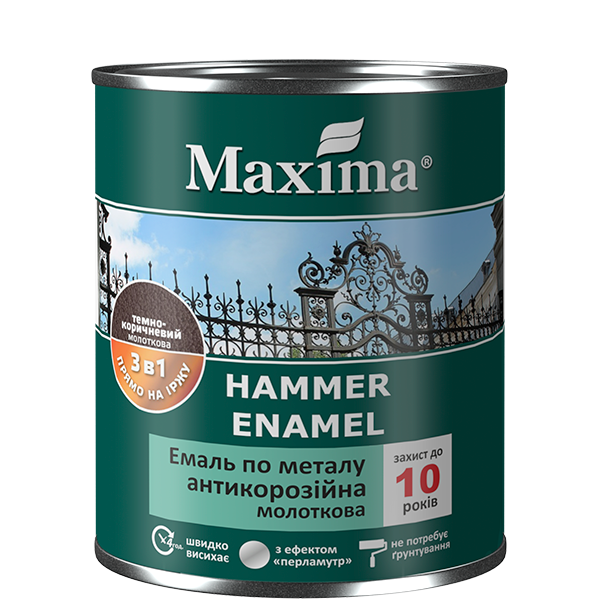 

Эмаль антикоррозийная по металлу 3 в 1, молотковая Maxima золото 0.75кг