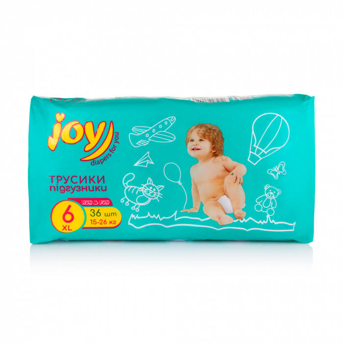 

Подгузники-трусики Joy Run and Fun размер 6, 15-26 кг, 36 шт, Белый