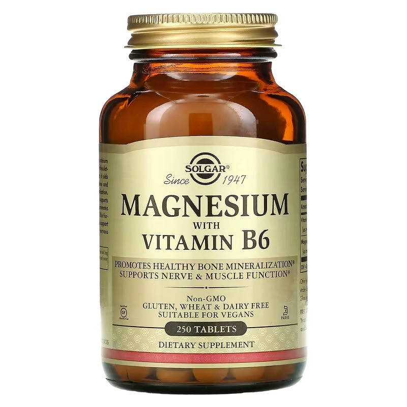 

Витамины Solgar Магний с витамином В6, Magnesium with vitamin B6, 250 таблеток