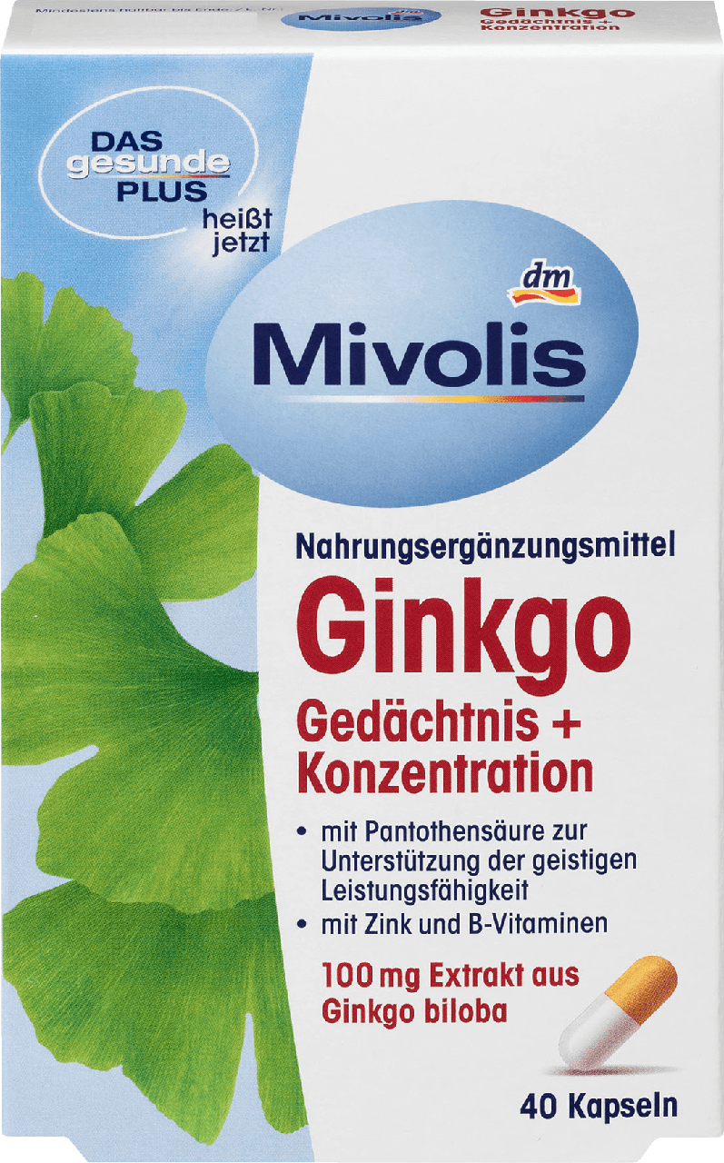 

Гинкго Билоба - Mivolis Ginkgo Gedächtnis Konzentration 100mg /40 капс.