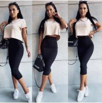 

Костюм женский юбка с футболкой кулир, Бежевый