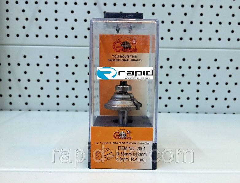 

Фреза ГЛОБУС 2001 D33 d8 h12 R4 кромочная калевочная