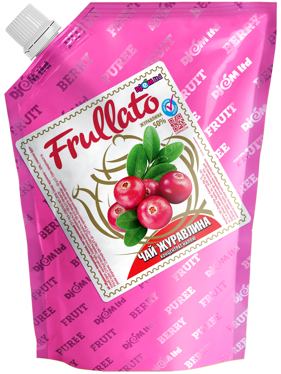 

Чай натуральный концентрированный живой Клюквенный ТМ Frullato, в дой-паке 500 г.