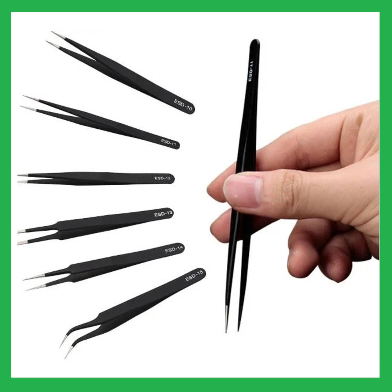 

Набор антистатический пинцетов 6 шт ESD-10, ESD-11, ESD-12, ESD-13, ESD-14, ESD-15