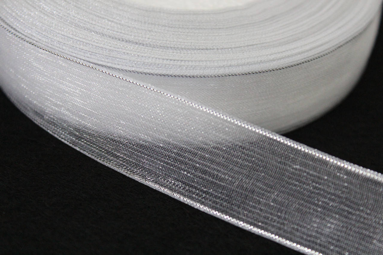 

Органза 2 см с серебряным люрексом