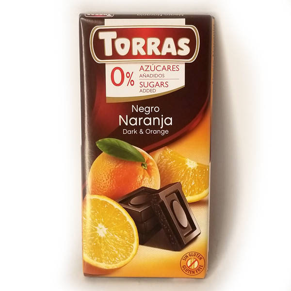 

Чёрный шоколад с апельсином без сахара и глютена Torras negro naranja dark & orange 75 г