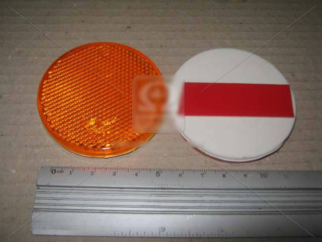 

Световозвращатель круглый (катафот), оранжевый, липучка, пластм. корпус, 63х9 (Руслан-Комплект) ФП-315