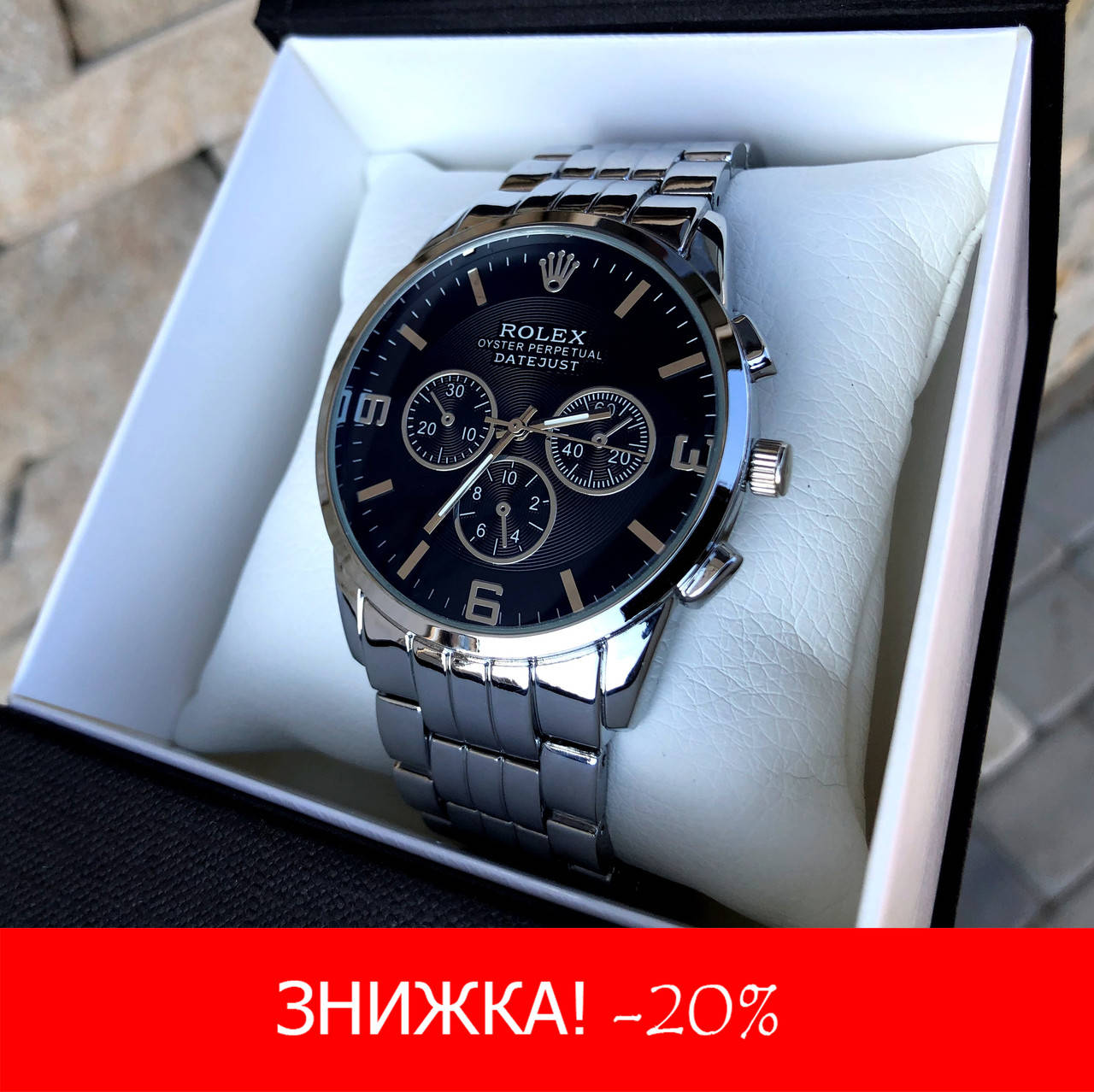 

Мужские кварцевые часы Rolex (Ролекс) серые черный циферблат хамелеон