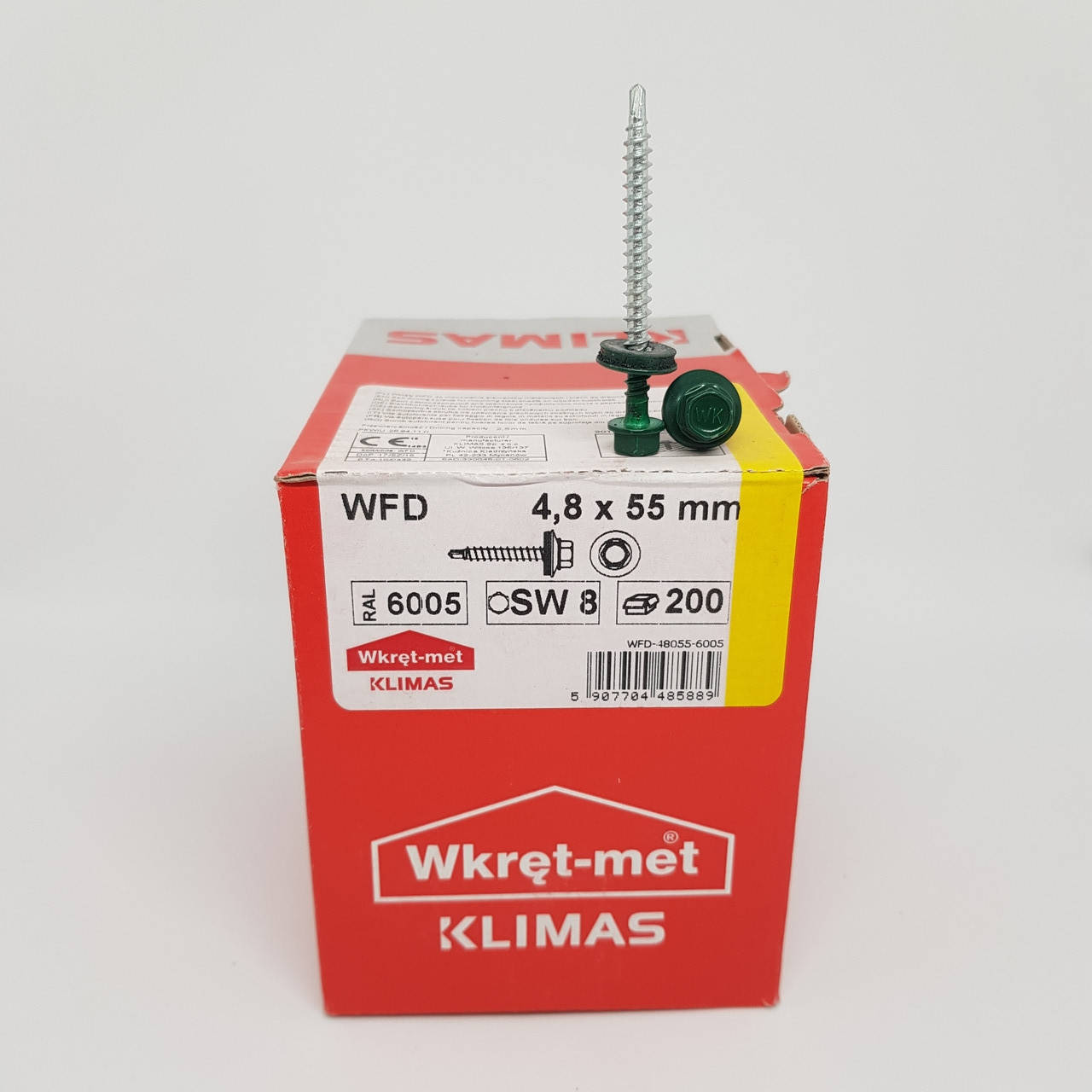 

Кровельные саморезы Klimas Wkret-Met 4,8х55 мм по дереву (200 шт.) с резиновой шайбой EDPM для металлочерепицы
