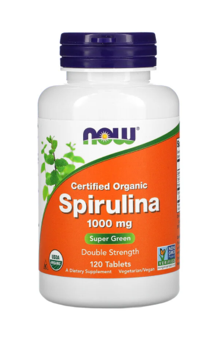 

Спирулина сертифицированная органическая, Spirulina, Now Foods, 1000 мг, 120 таблеток (NOW-02715 )