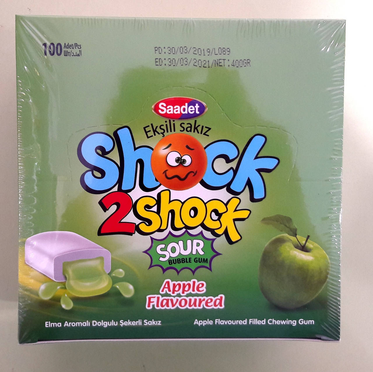 

Жевательная резинка Shock2Shock яблоко 100 штук