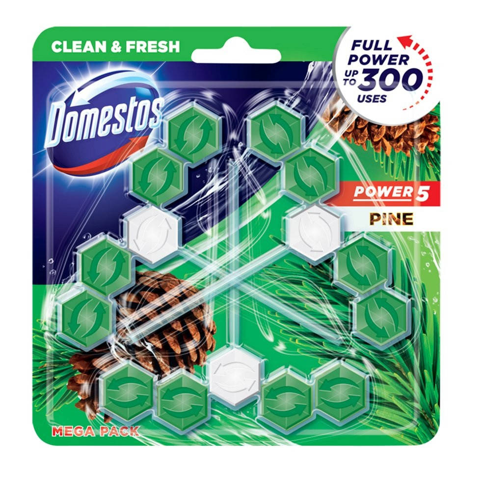 

Domestos Power 5 блок-трио для очистки унитаза Свежесть хвои 3х55г
