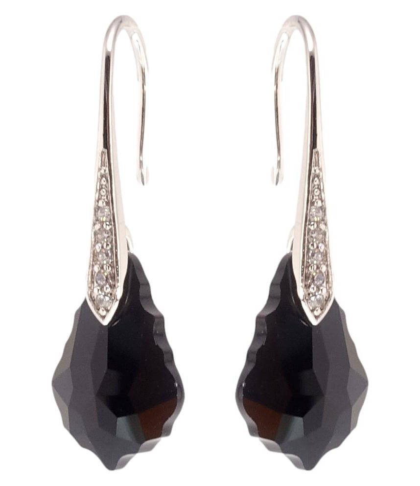 

Серьги Xuping Родий с кр-ми Swarovski французский замок "Кристальная Graphite капля"