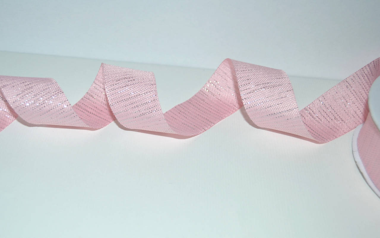 

Стрічка під льон зі срібним люрексом, 2,5см, кольор- ніжно рожевий