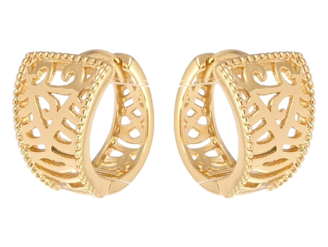 

Серьги Xuping Позолота 18K колечки "Резной орнамент"