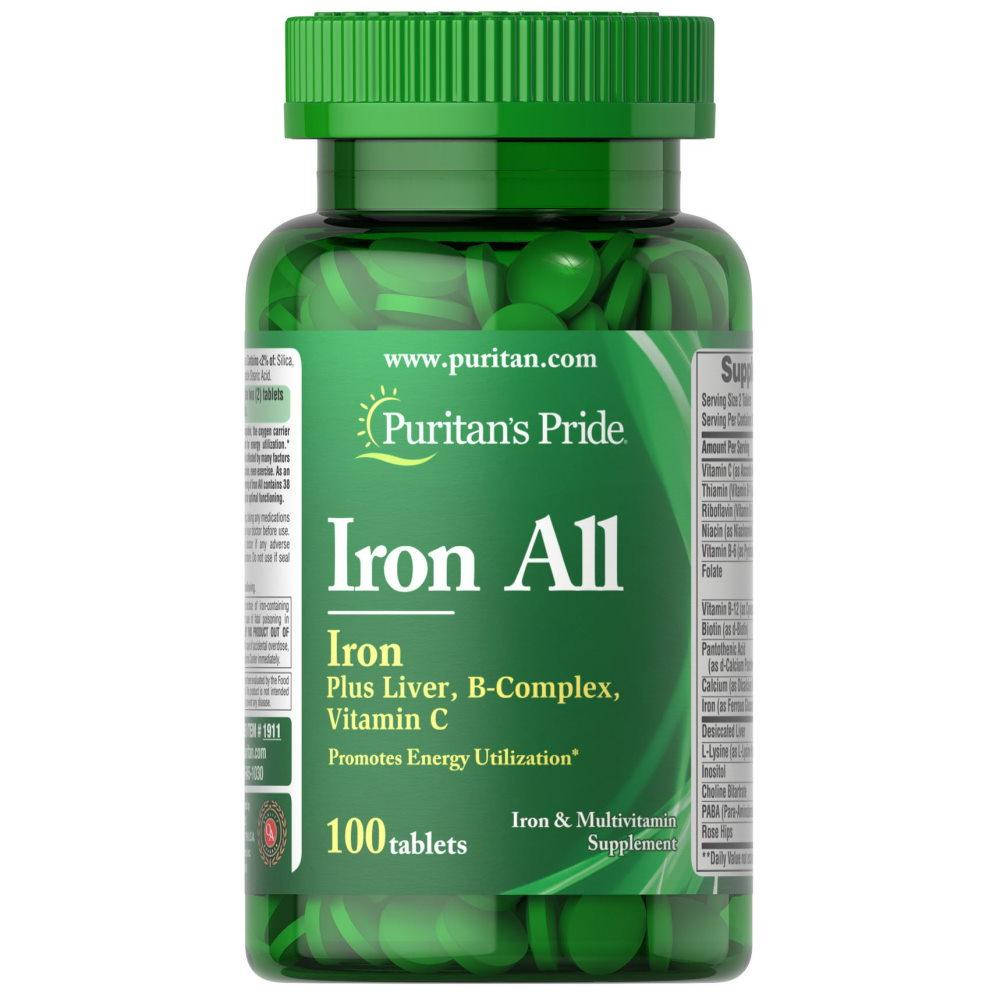 

Витамины и минералы Puritan's Pride Iron All, 100 таблеток