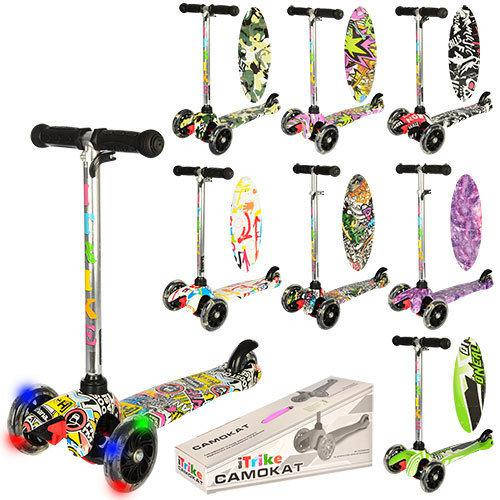 

Самокат Best Scooter Mini SK17102 светящийся Граффити высота ручки от 58 до 68см