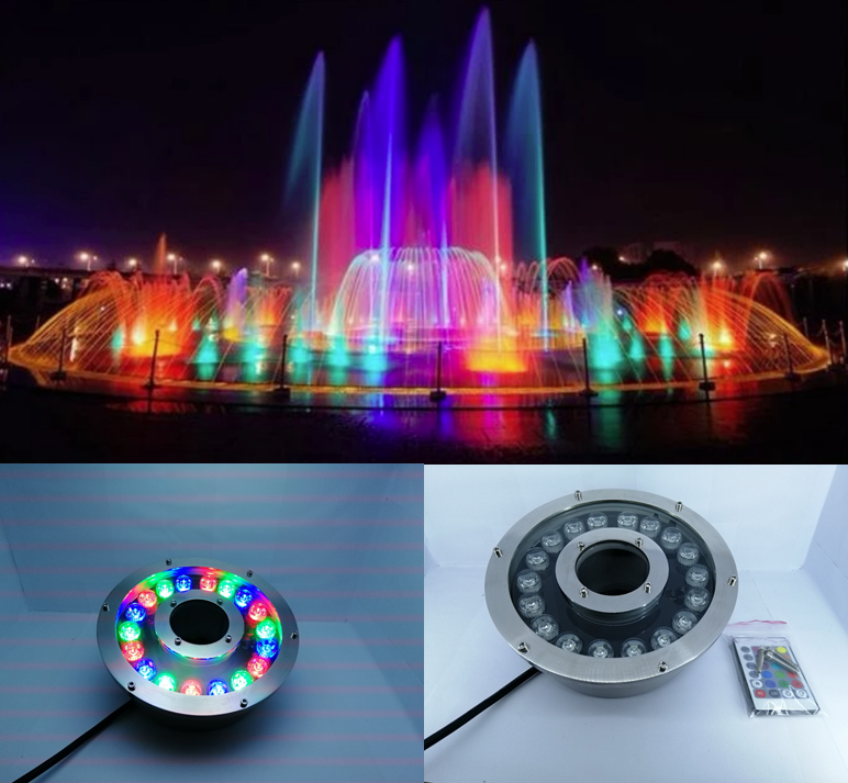 

Светодиодный подводный прожектор RGB 18 Вт IP68 с пультом дистанционного управления для фонтана и бассейна