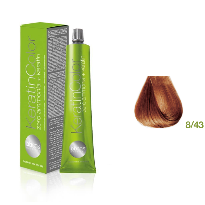 

Безаммиачная крем-краска для волос BBcos Keratin Color 8/43 блондин светло-медный золотистый 100 мл