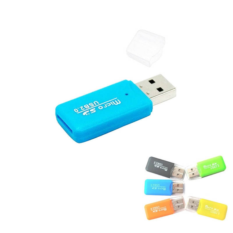 

Картридер для MicroSD карт памяти TF T-Flash, USB 2.0, мини, Разные цвета
