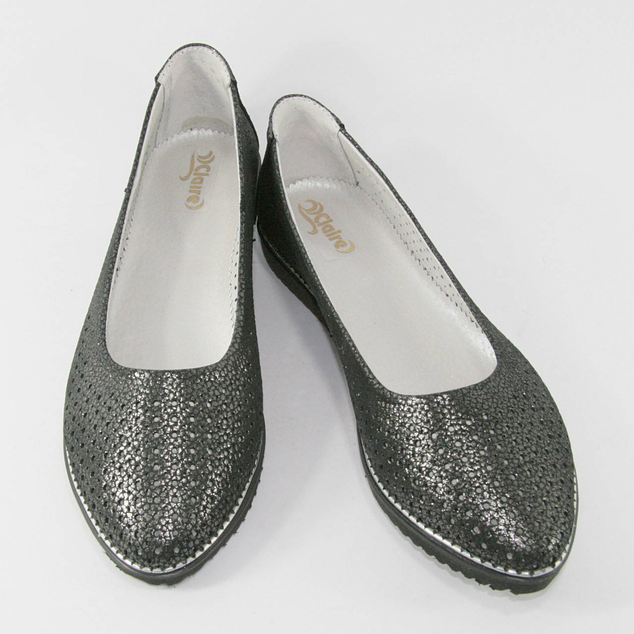 

БАЛЕТКИ с перфорацией черный сатин, натуральная КОЖА