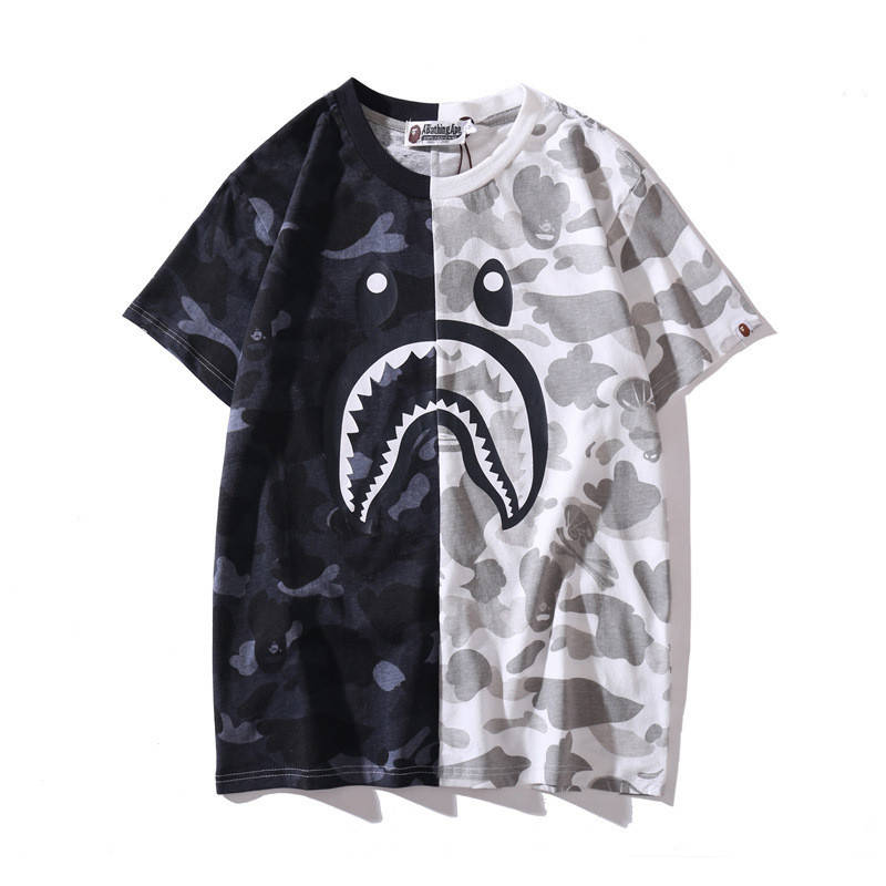

✔️ Футболка Bape топовая летняя с принтом из хлопка чёрно-белая мужская женская бейп