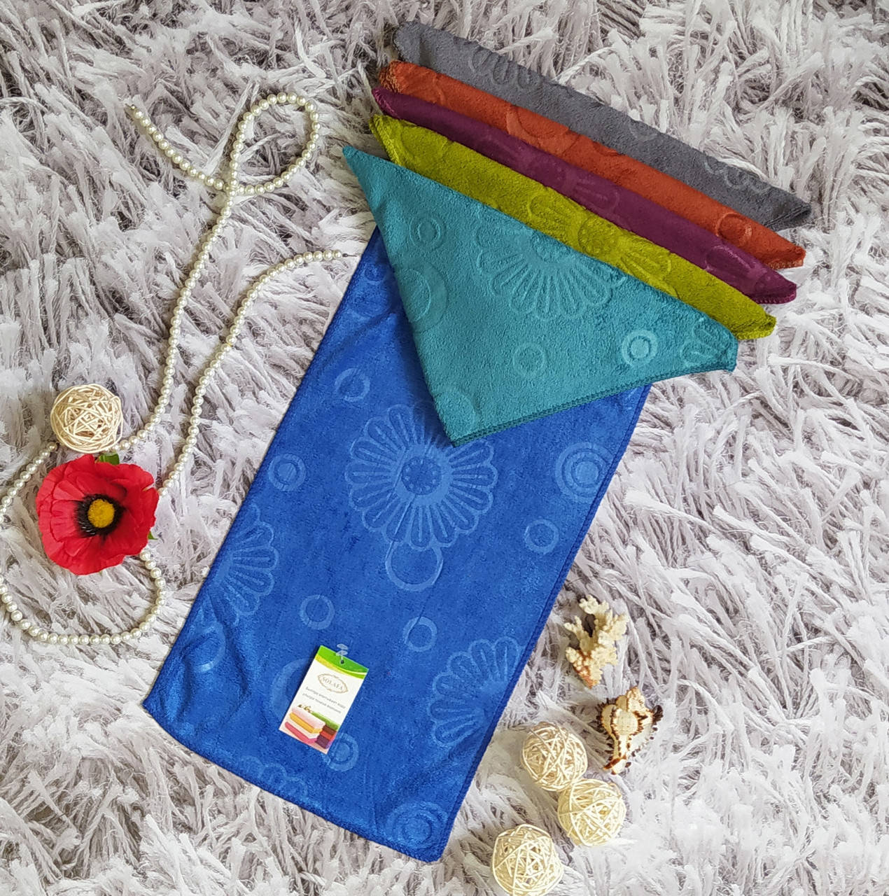 

Полотенце кухонное размер 50х25 см микрофибра Solafa П 6086, Разные цвета